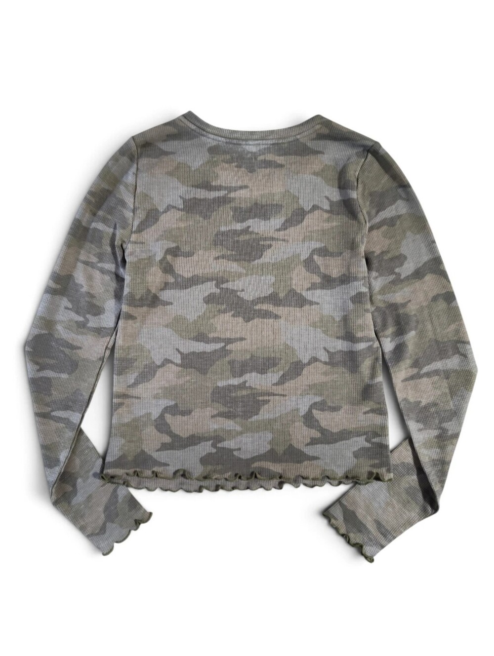 American Eagle Outfitters Ribbed Camouflage Long Sleeve Top Womens Small - Green - Picture 7 of 10